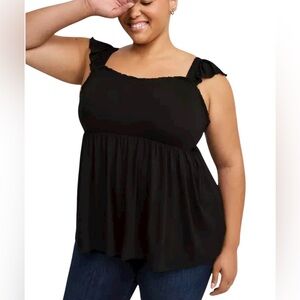 Torrid Women’s Babydoll Super Soft Slub Ruffle Shoulder Tank Torrid Size 4 = 4X.
